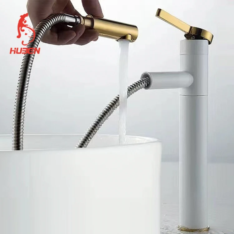 High Quality White And Gold Copper Hand Wash Basin Brass Taps Mixer Bathroom Sink Faucets