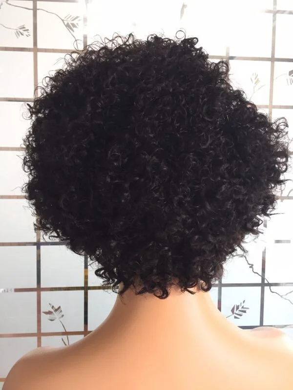 Amara best sale wave short pixie wig top quality pixie curly short wigs wholesale price lace front pixie cut wig in qingdaostock