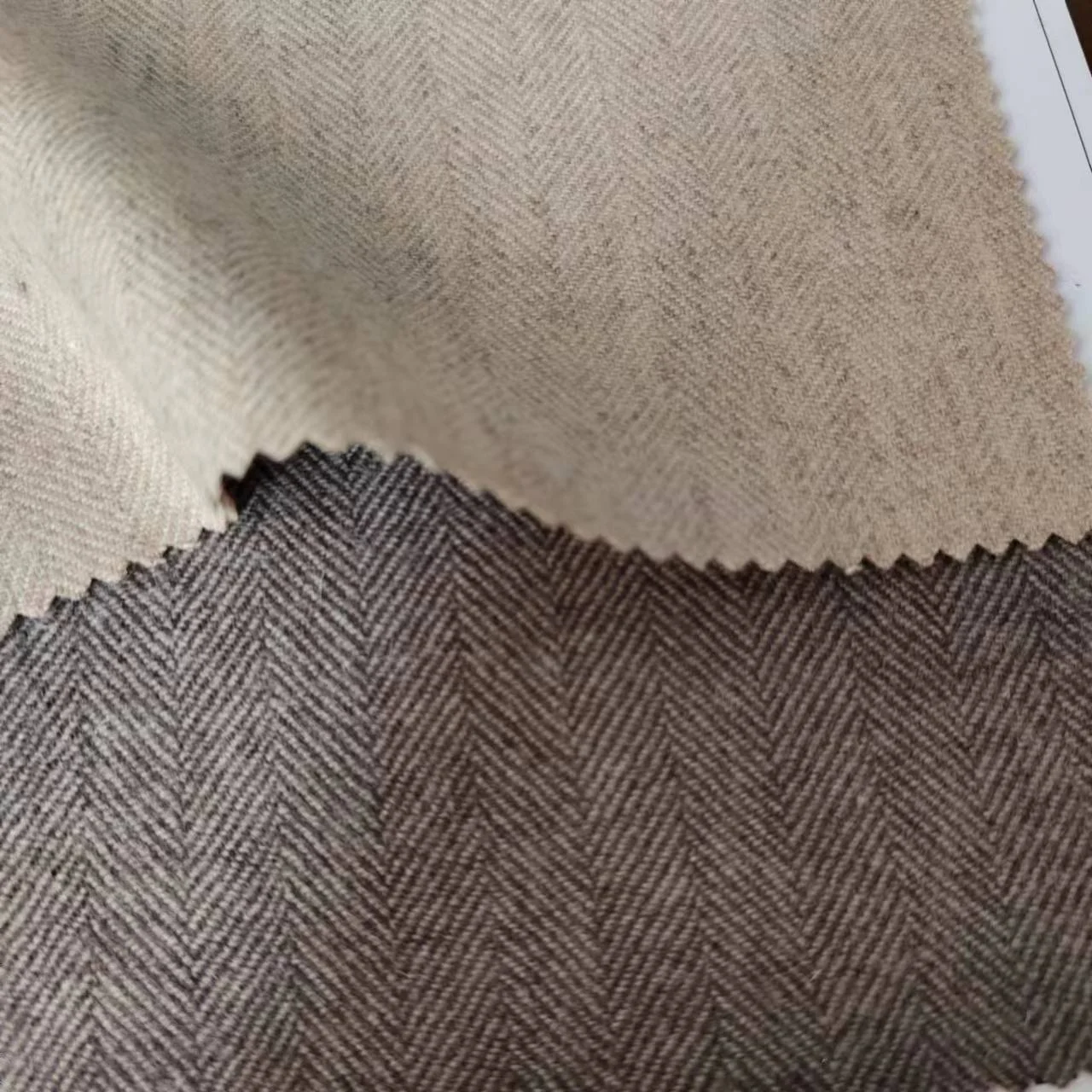 Thin 390g/m new herringbone single sided flange retro 100% wool suit jacket fabric