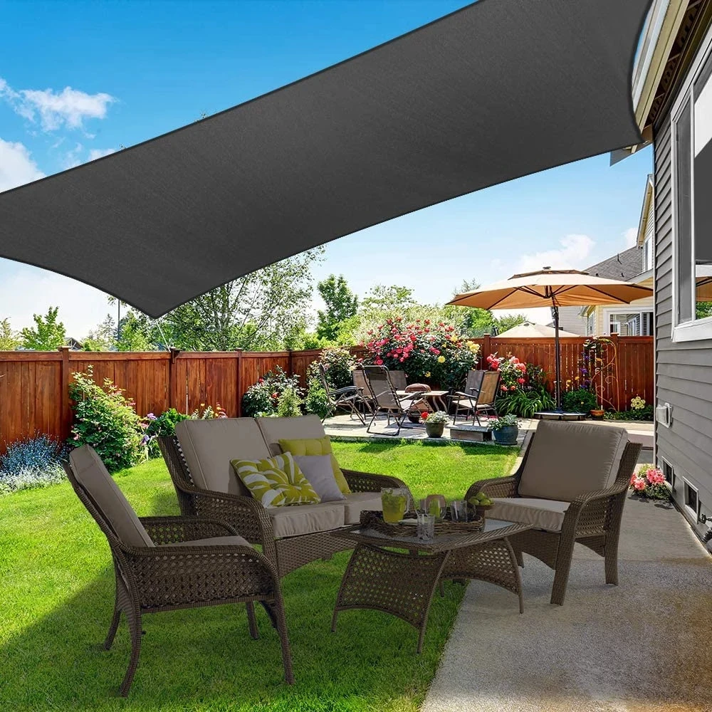 Patio Garden Terrace Awning Canopy 95% UV Block With Free Rope  Sun Shade Sail Rectangle Waterproof Outdoor Shade Sail