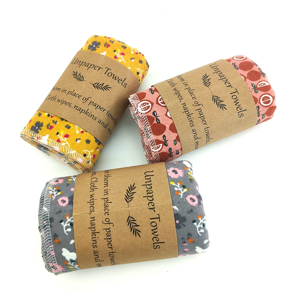 Eco-friendly Paperless Unbleached Cotton Cleaning Cloth Bamboo Tea Napkins Kitchen Reusable Unpaper Towel