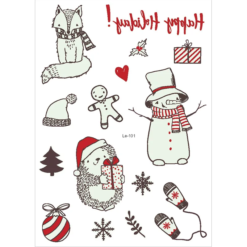 Christmas decor  Luminous Christmas temporary tattoo  Christmas tattoo sticker