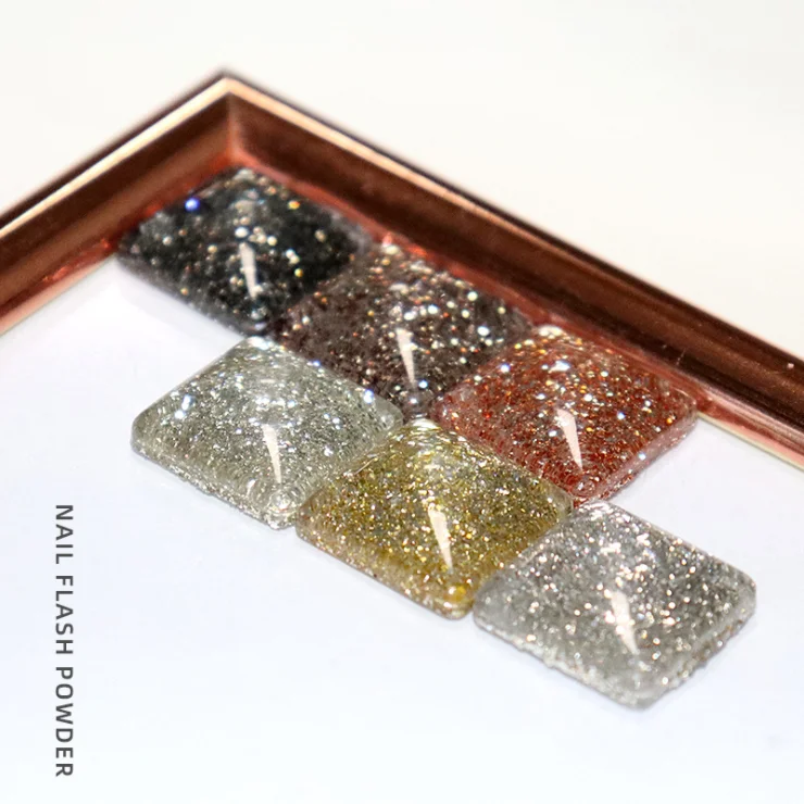 Wholesale 6 Color 1kg/Bag Nail Gradient Broken Diamond Pink Platinum Glitter For Nail Crystal Diamond Powder