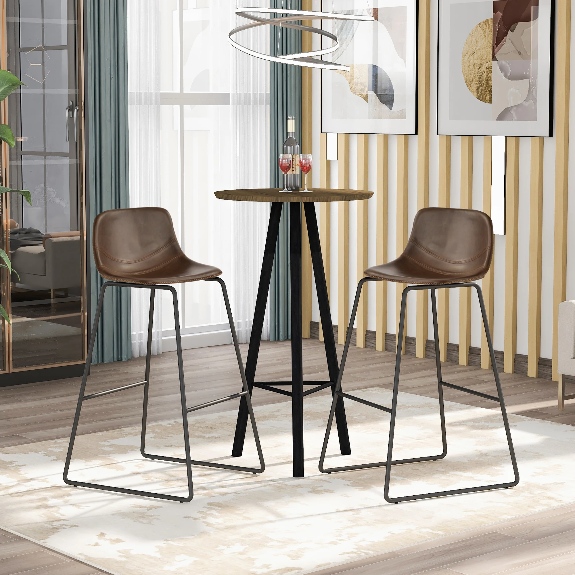 Contemporary Nordic Living Room Luxury Bar Casual Low Back Metal High Chair Dinning Furniture