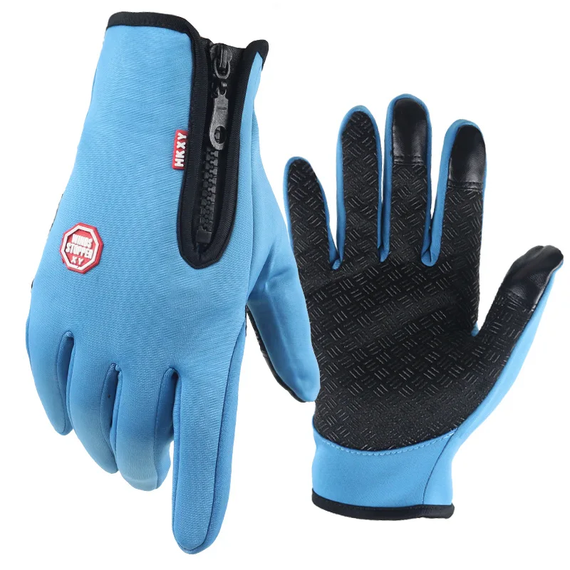 Winter Outdoor Ski Sports Non slip Gloves Zipper Touchscreen Warm for Running Cycling Motorcycle
