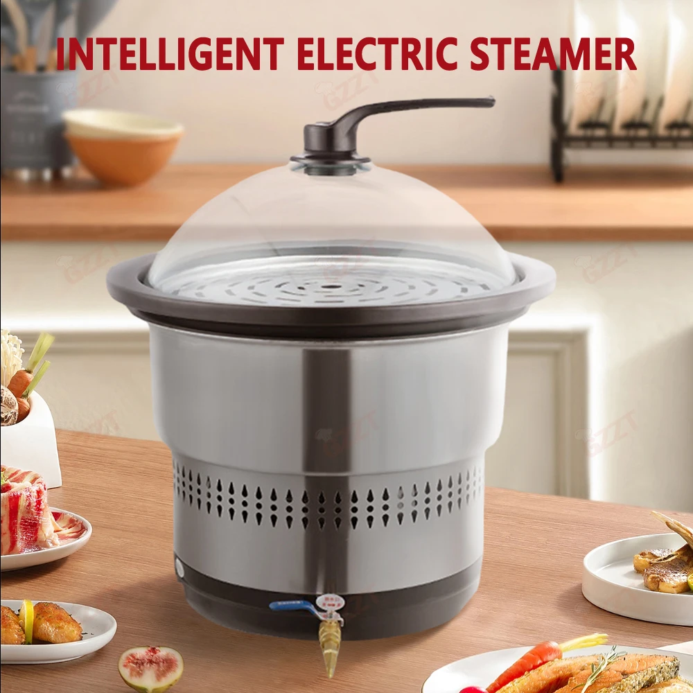 Oem Commercial Kitchen Electric Hot Pot Steamer With Timer Fire adjusting knob Intelligent Stainless Steel Electric Food Steamer