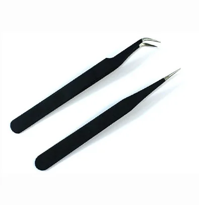 Amazon hot selling stainless steel anti-static straight curvedtweezers nail art rhinestones stud bead tool