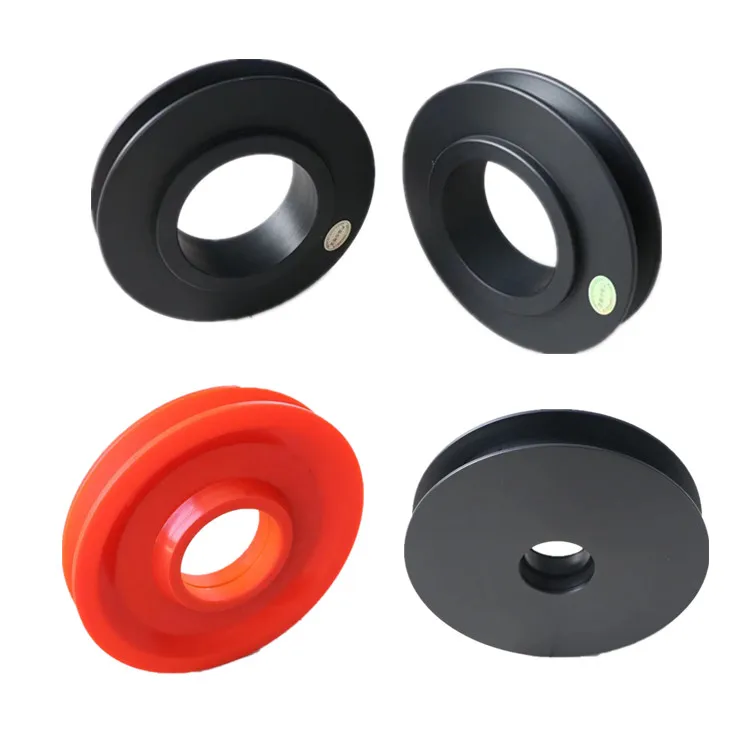 rail pulley for roller coaster round belt wheel nylon pulley big Black nylon track wheel plastic wire rope sheave for cranes