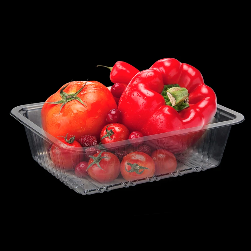 Clear PET Disposable Biodegradable Fruit and Vegetable Box Food Grade Plastic Tray