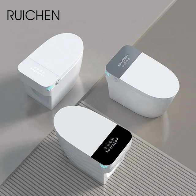 High end floor mounted automatic flush smart toilet with nozzle self-cleaning and remote control