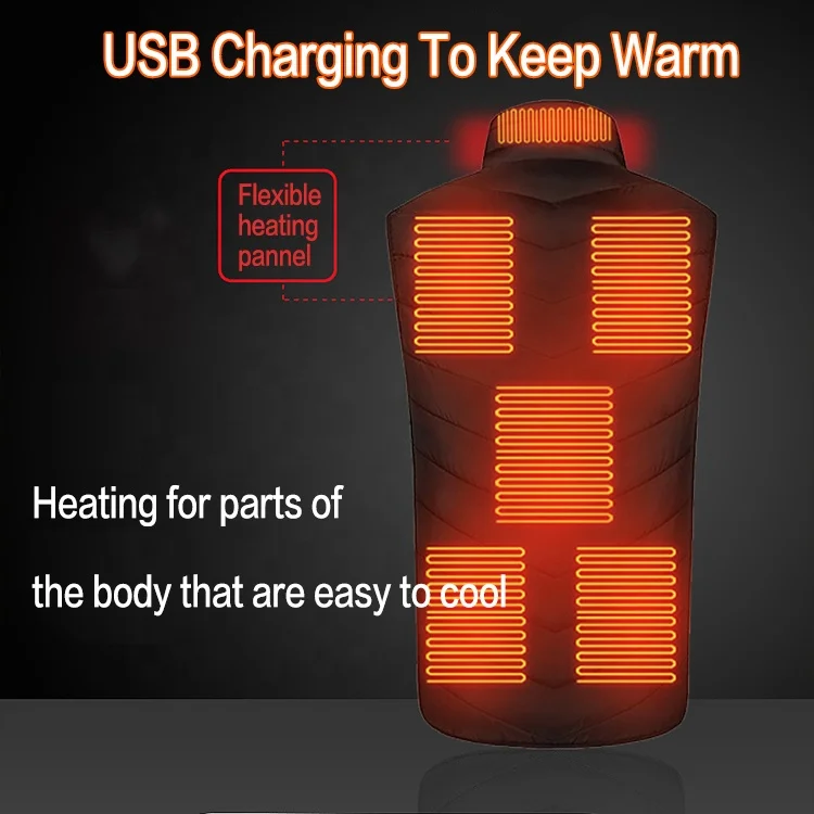 New Functional USB 5V Battery Powered Cheap Waistcoat for Man and Woman Electric Heated Mans Vest