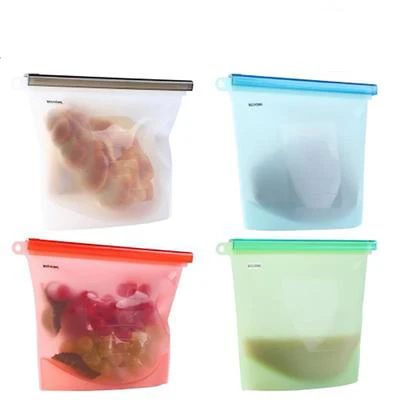 500/1000/1500/4000ML Large Capacity Waterproof Vacuum Seal Food Grade Silicone Food Freshness Protection Pocket Storage Bag