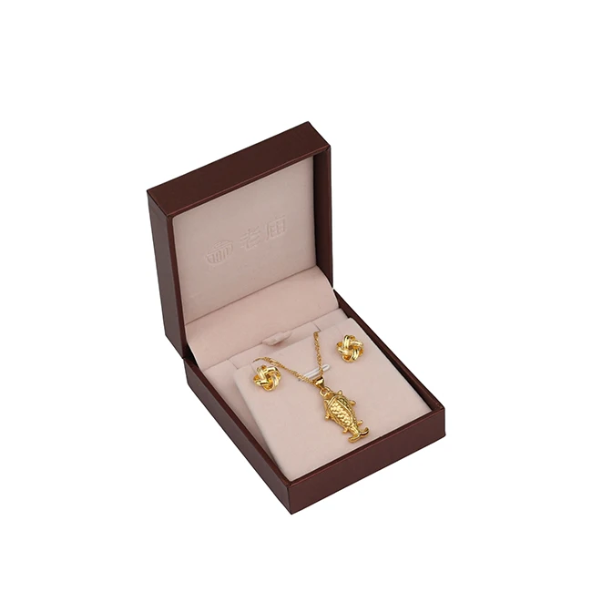 Shenzhen Bulk Jewelry Show Square Packaging Brown Gift Earring Holder Box Sparkle Organizer Flip Window Jewellery Display Set