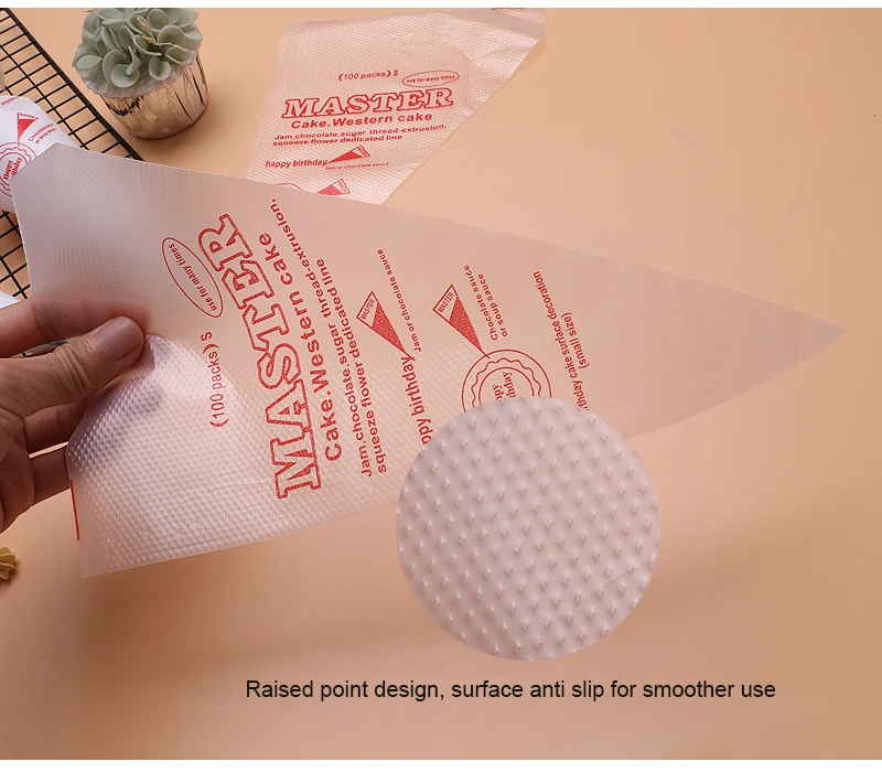 Custom 100pcs Pack Pastry Piping Bags Disposable Baking Accessories Cake Cream Pastry Bags