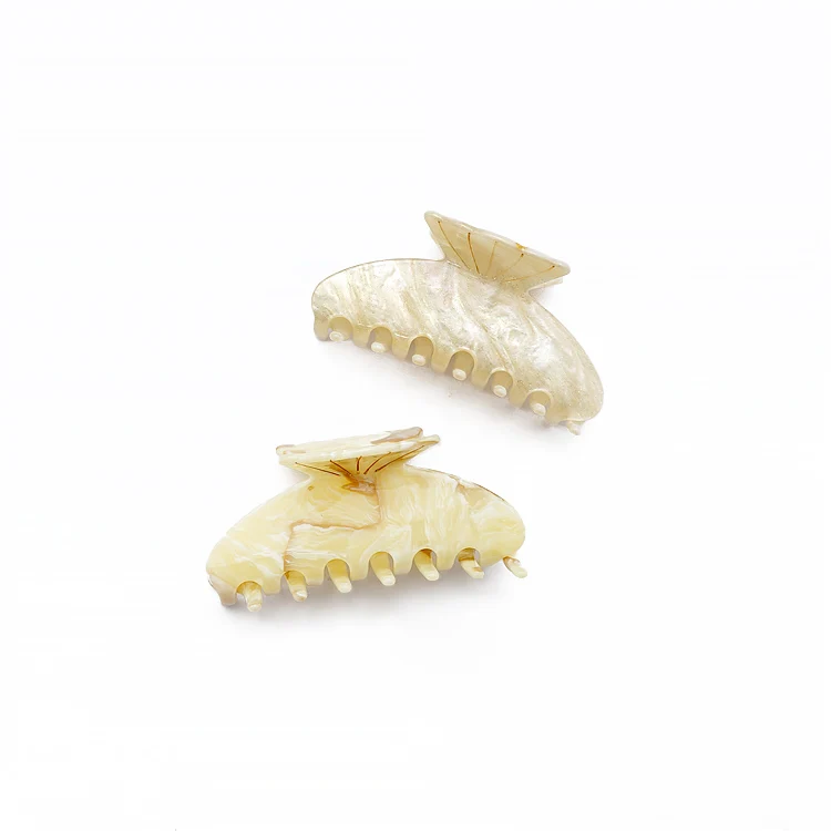 CANYUAN Factory direct sales 10.2cm engraved ivory white striped acetate hair claw plain large acetate claw clip wholesale