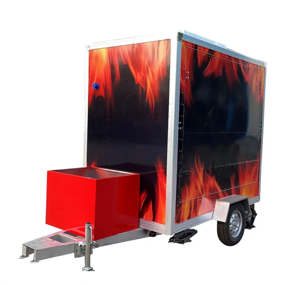 Tune Black Customized Square Mobile Kitchen Food Trailer with Roast Chicken Rack
