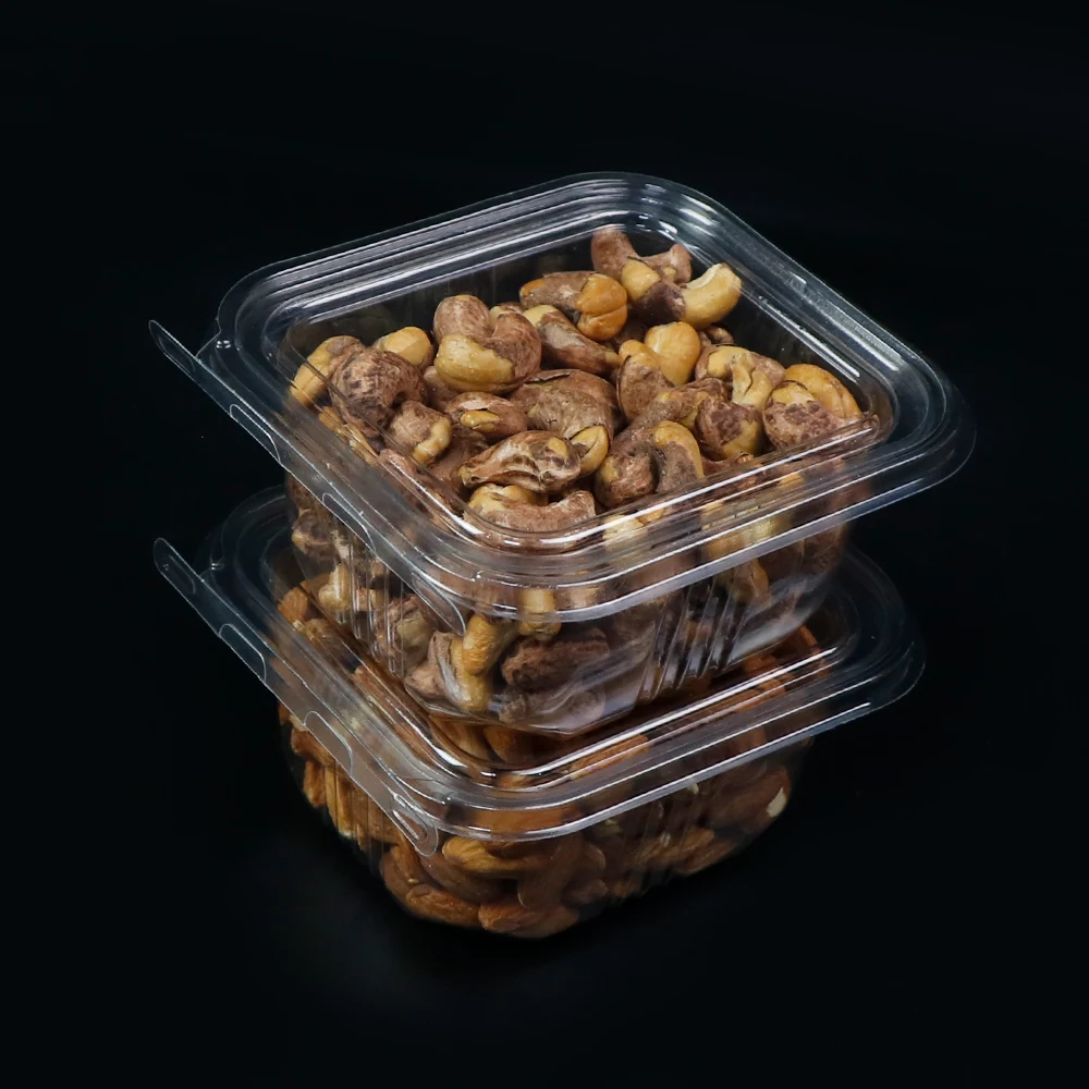 16oz Square Clear Hinged Tamper Evident Container Tamper Resistant Container PET Clear Plastic Food Packaging Deli Container