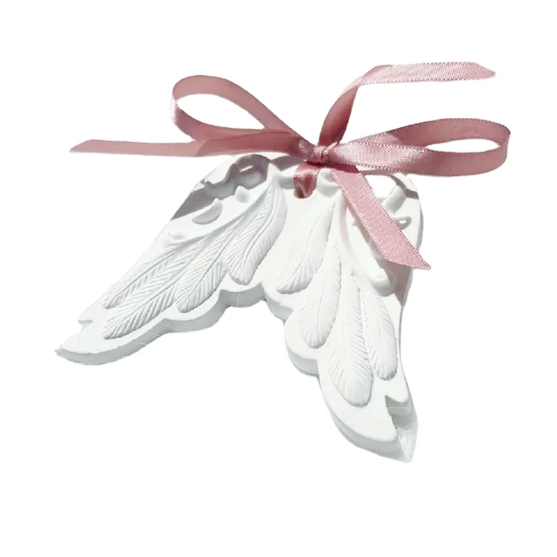 Hand-made white wing shaped incense stone ceramic pendant automotive interior mirror windshield interior accessories