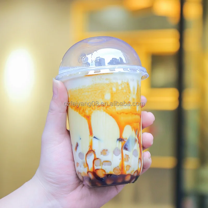 Wholesale milkshake jelly cup ice cream container with lid u-shaped plastic cups