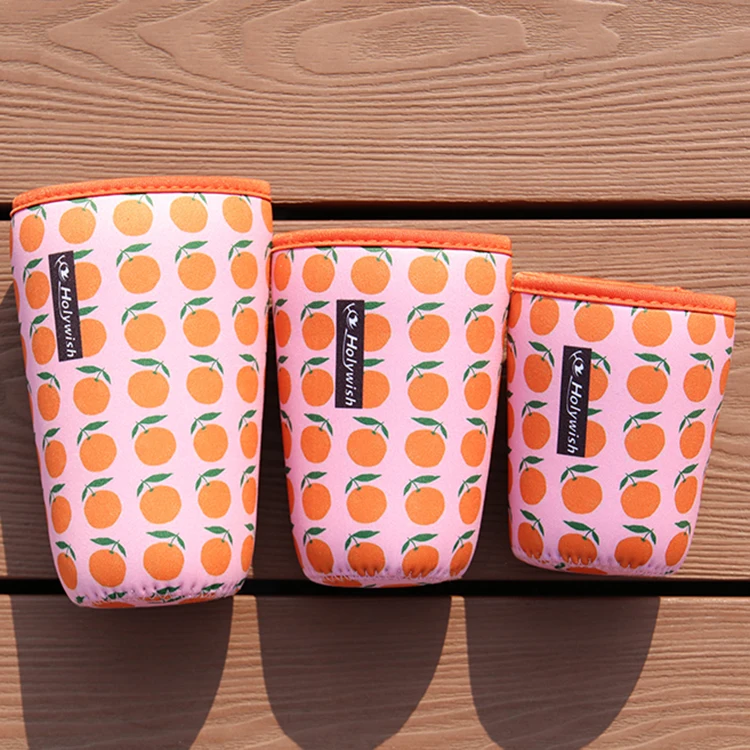 Custom Fashion 3 Size Reusable Insulator Iced Coffee Neoprene Can Cup Sleeve Bottle Holder