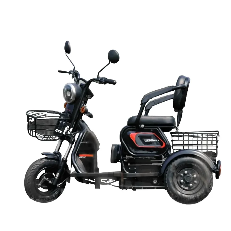 600W/800W Power 3-Wheel Electric Passenger Bicycle 3-Speed Cargo Tricycle with Lead-Acid Battery for Adults