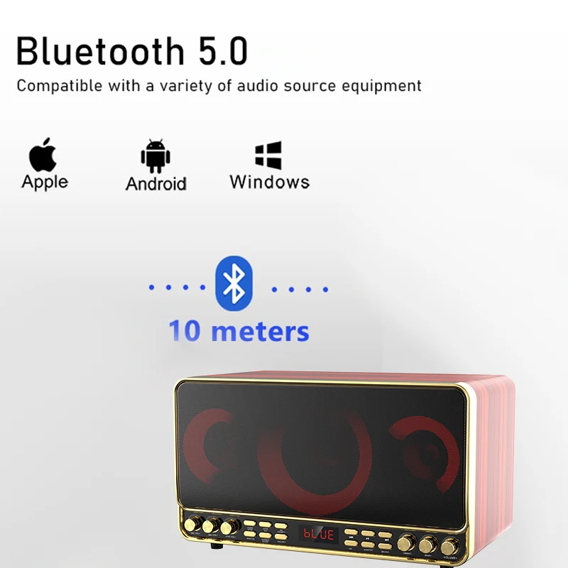 2023 sell well leather wooden box Portable retro Bluetooth speaker  wireless music retro bluetooths speaker