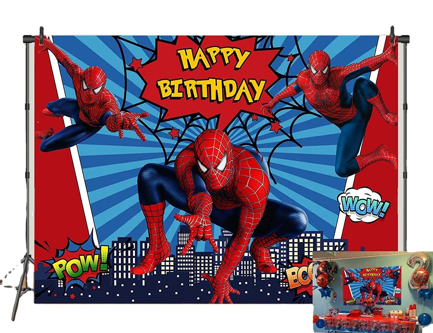 Spiderman Photo Backdrop Super City Spiderman Boys Baby Shower Birthday Party Decoration Photography Background