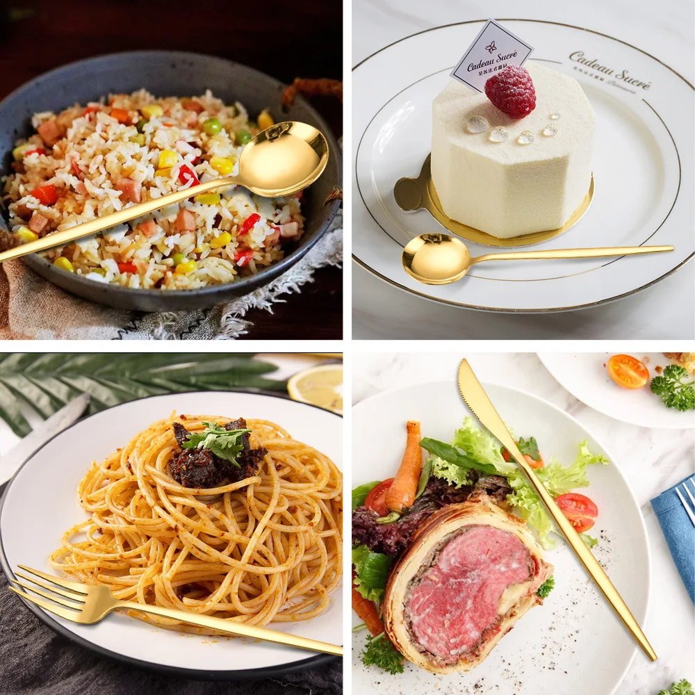 Wholesale Golden Wedding Silverware Stainless Steel Portuguese Spoon Fork Flatware Gold Cutlery Set