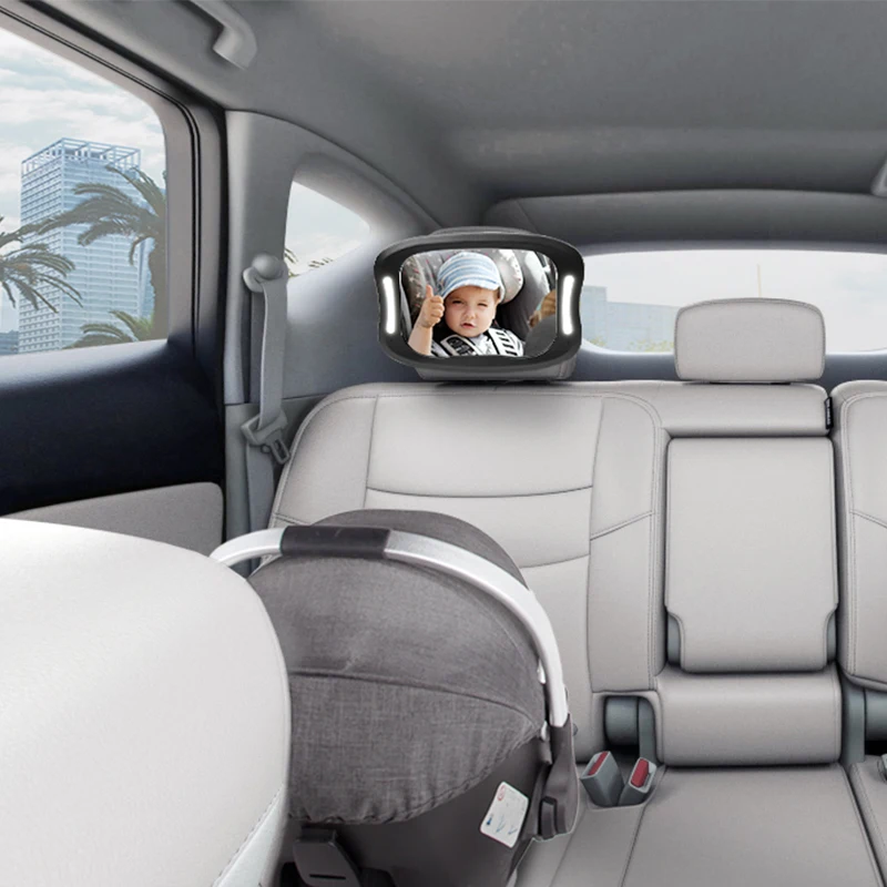 QM02 Classic Wide view Soft Led Baby Car Seat Mirror Safely infant Rear Facing Car Seat Mirror with Remote Control