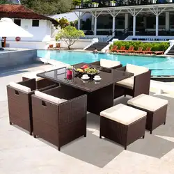 Garden Sofas Rattan Outdoor Furniture Bistro Dining Set Patio Leisure Rattan Wicker Chair Cube Rattan Set