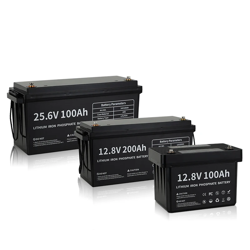 Lifepo4 12.8V 100Ah 200Ah 25.6V 100Ah 3000 Charge Cycles Solar System Lithium Iron Phosphate Battery