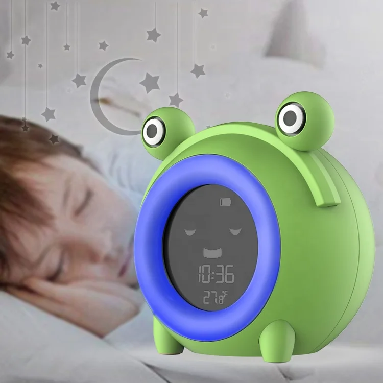 Hot Selling Cartoon Frog Digital Children SleepTraining Alarm Clock