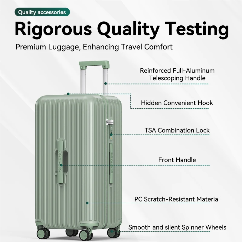 ROAMING Wholesale Voluminous Suitcases PC Zipper Large Luggage Checked in Travel Trolley Cases with Peach Skin Velvet Cup Holder