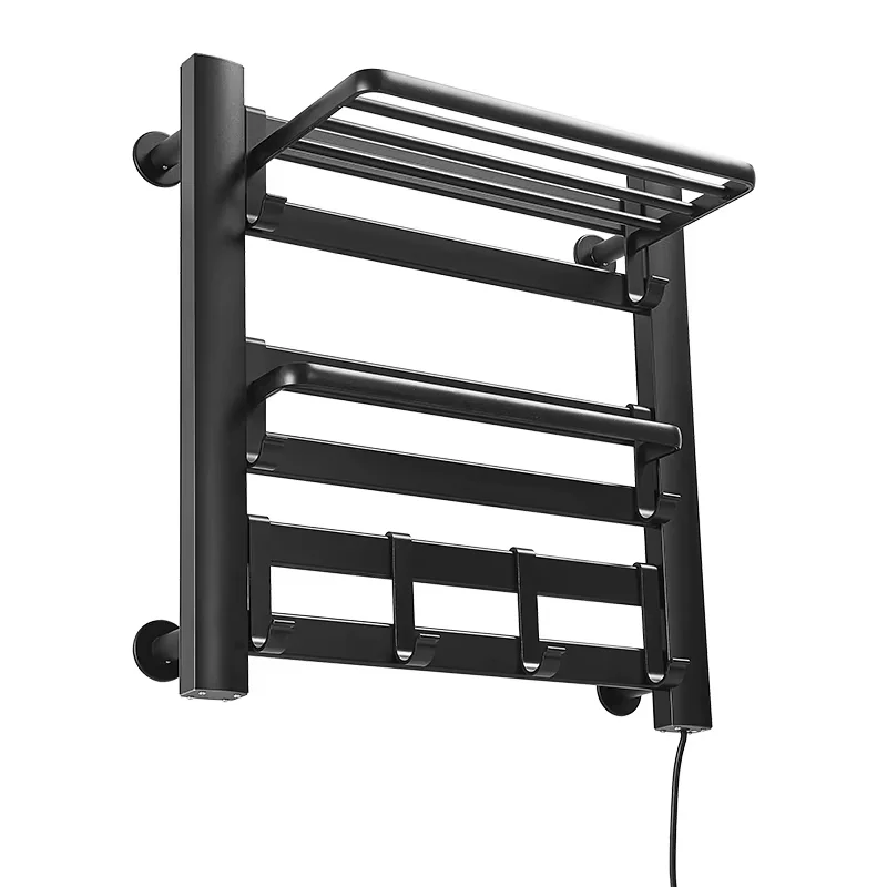 Intelligent Space Aluminum Towel Warmer Dryer Heated Rack Matte Black Wall Mounted Electric Towel Rack