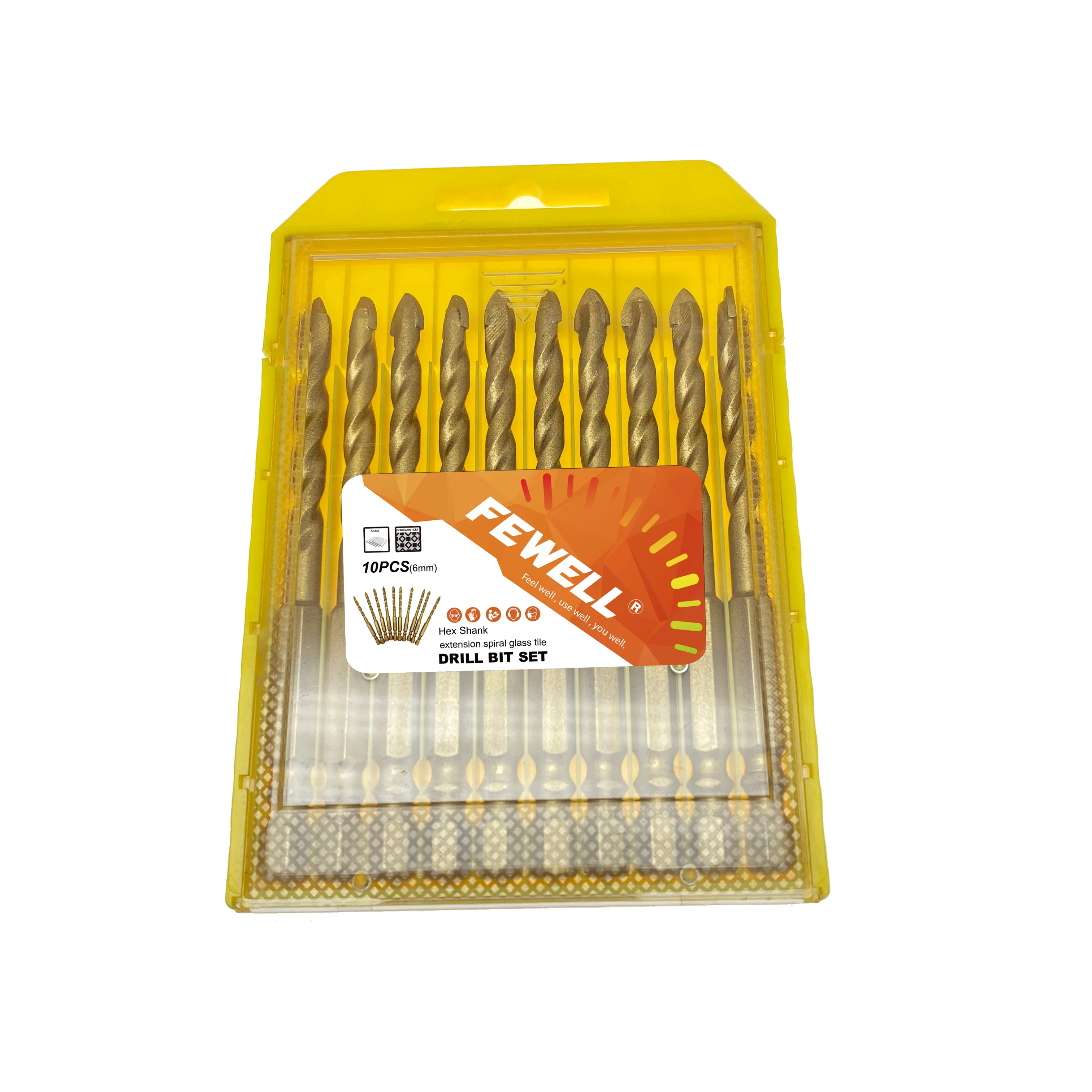 Professional 6mm hex shank extension spiral glass tile drill bit