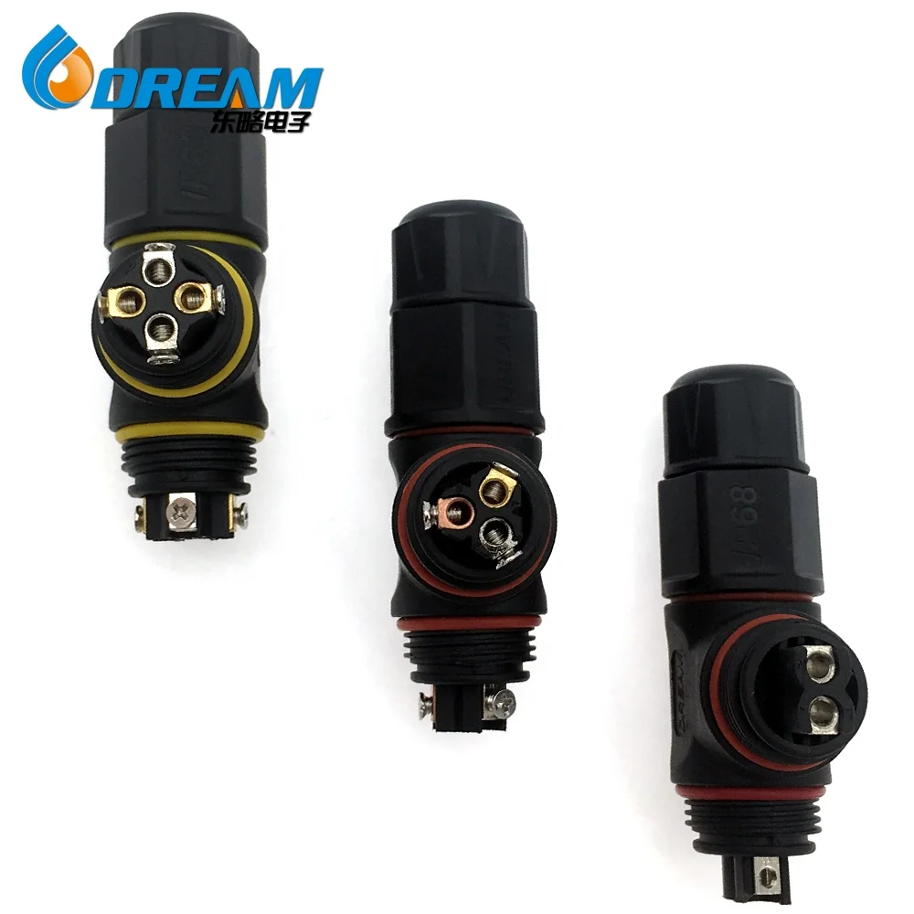 Hot sale L20 2 3 4 pin waterproof ip67 screw fixing cable T connector