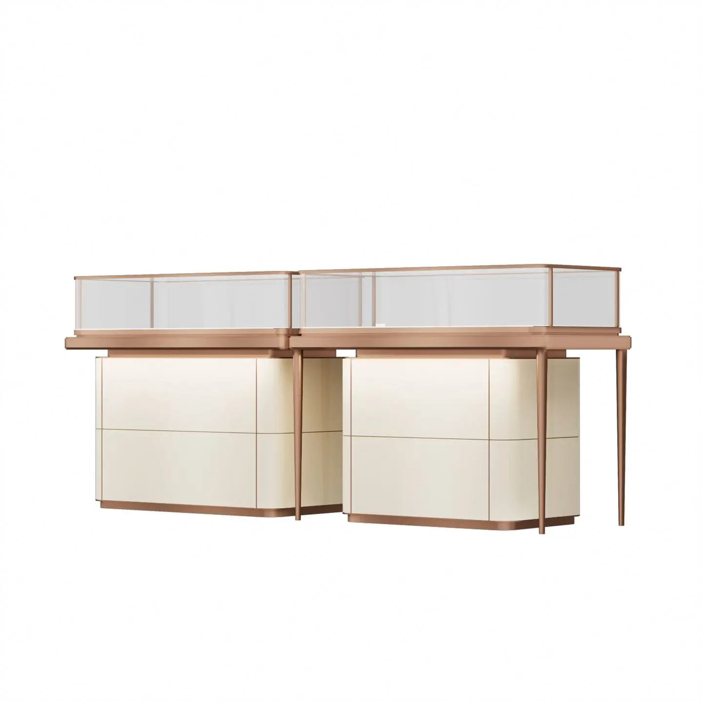 Luxury manufacturer free retail displays led store jewellery counter glass round suppliers jewelry display showcase with storage