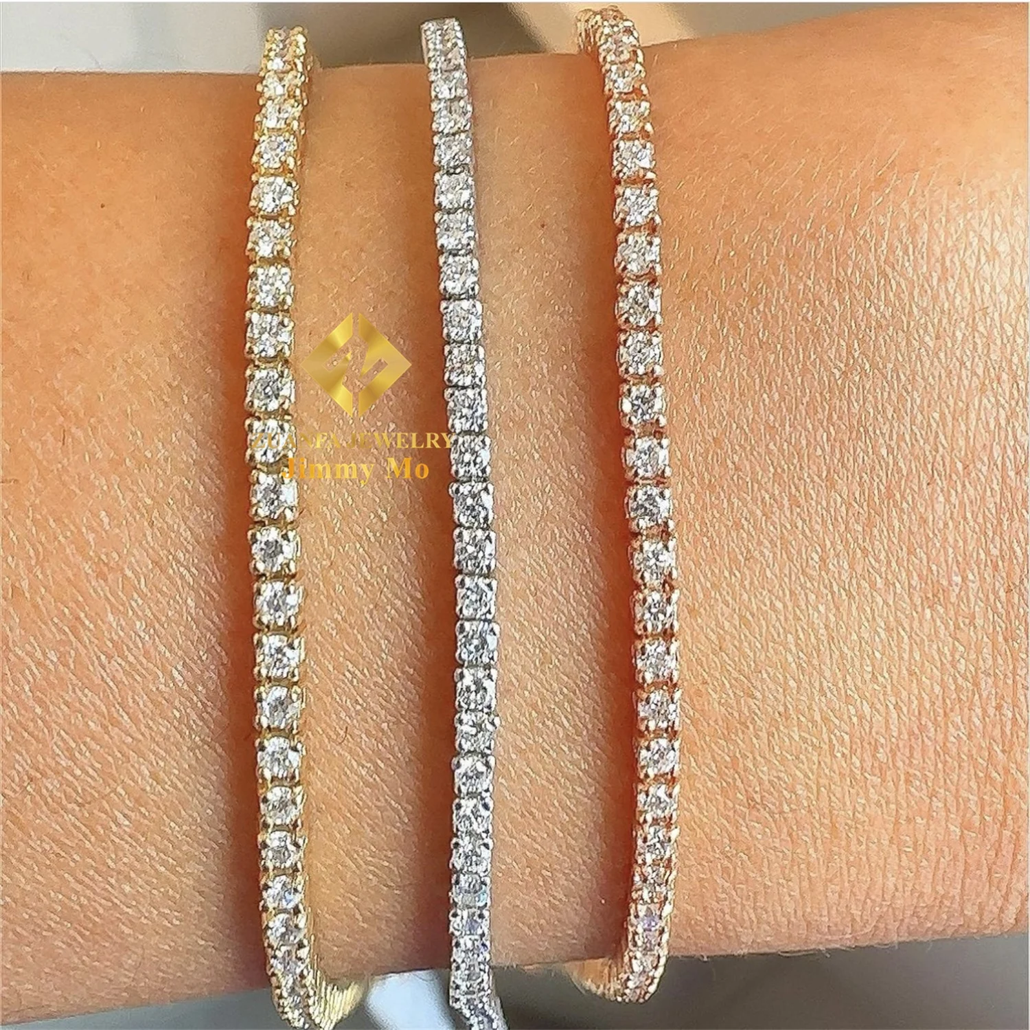 Hot Selling  Pass Diamond Tester Iced Out GRA Certificates 2mm 3mm 4mm 5mm 6.5mm VVS1 Moissanite Diamond Tennis Bracelets Men