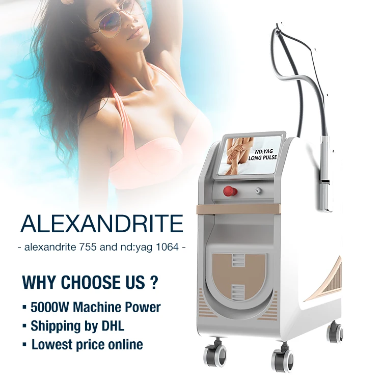 Non Touch Alexandrite Laser Hair Removal 755Nm Alex Laser 1064Nm Long Pulse Laser Hair Removal System Machine