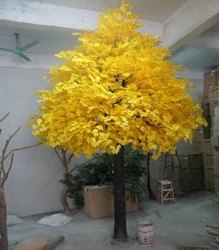 Customized high simulation fiberglass artificial ginkgo tree fake tree on sale