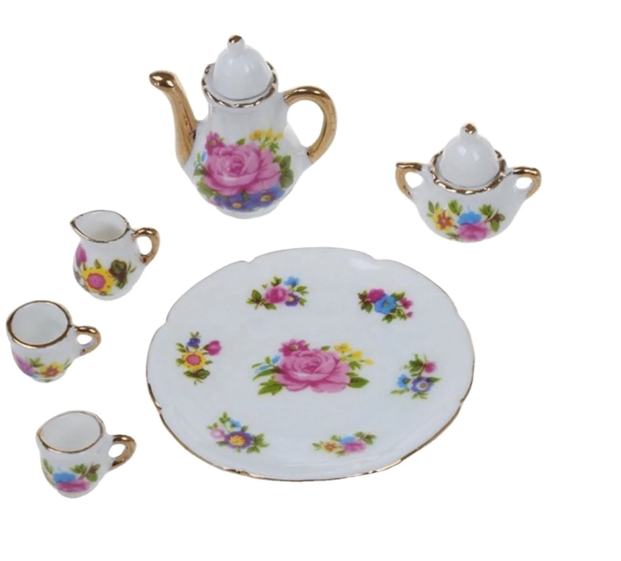 Mini Ceramic Tea Set 1:12 Doll House Accessories Diy Handmade Doll House Kitchen Restaurant Ceramic Ornaments Ob11 Life Scene