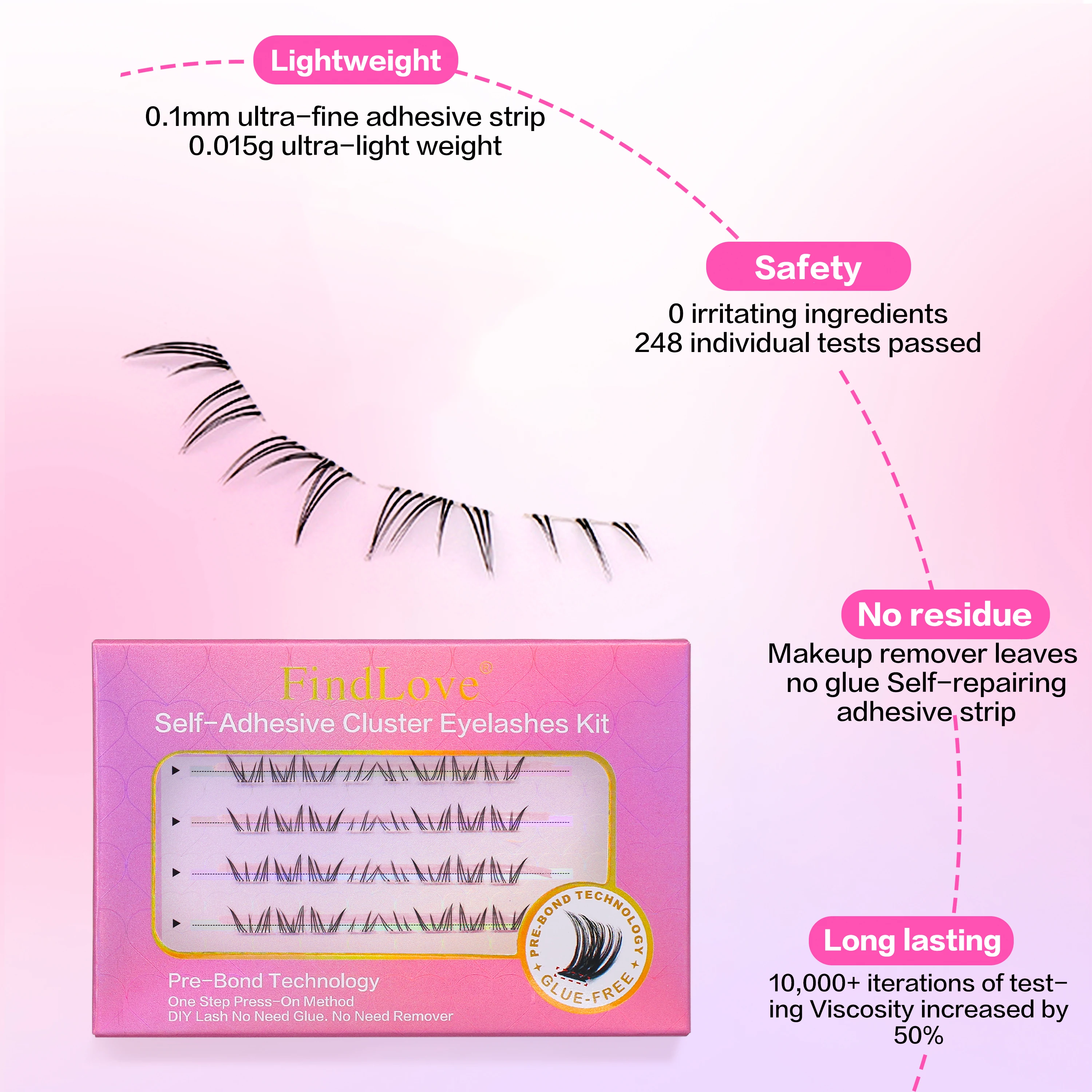 Pre-bonded Novice Friendly No Glue  Polaris Bottom Eyelash Simulation Reusable Self Adhesive Lower Lashes