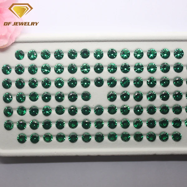 Synthetic Green Color Gemstone Round Brilliant Cut Nano Green