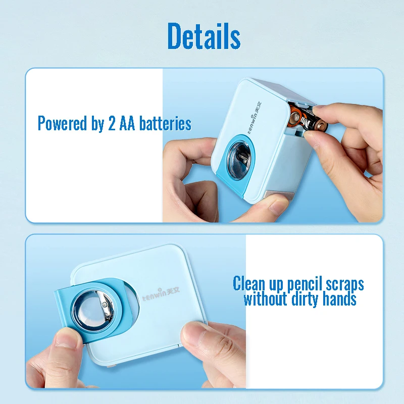 Tenwin 8316 Tungsten Steel Tool Holder Camera Shaped Electric Pencil Sharpener Battery Powered Plastic Sharpeners