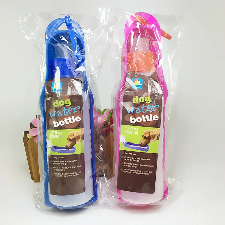 250ML 500ML Outdoor Portable Pet Dog Water Bottles Foldable Tank Drinking Design Travelling Bowl Feeding Dispenser