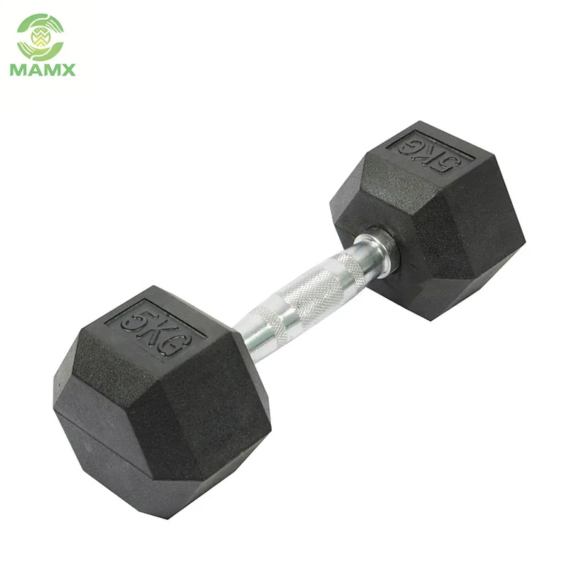Promotional Gym Equipment Bodybuilding 25kg steel Rubber Coated Hex Dumbbell