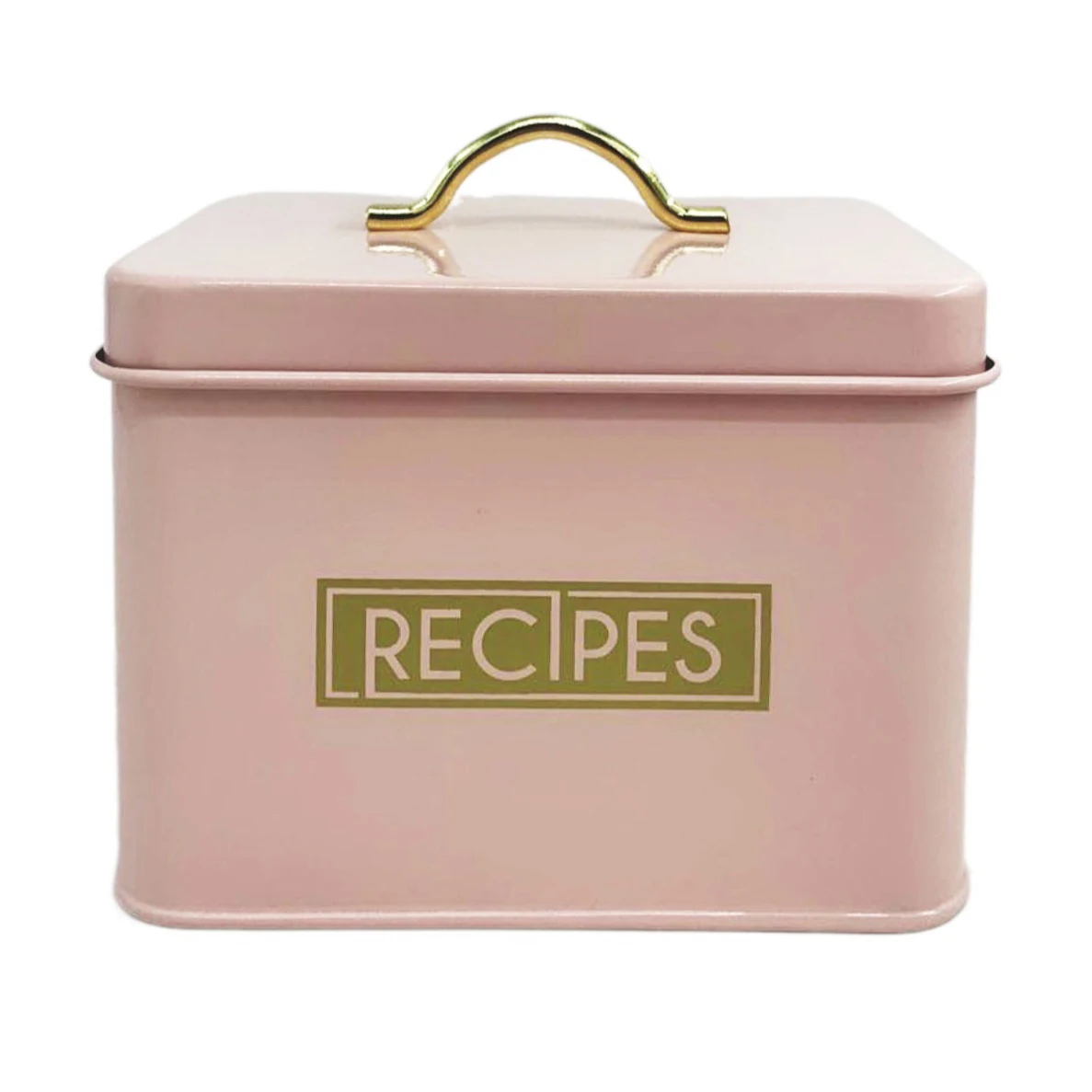 Metal Recipe card Organiser File Tin Box with cards and dividers
