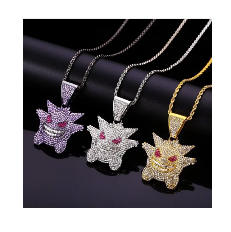 Hot New Video Game POKE Gengar Alloy Pendant Necklace with silver Chain Personalized Fashion Jewelry Anime Necklace Gift