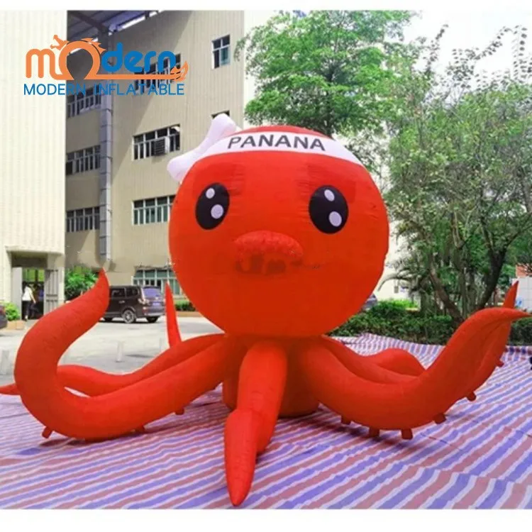 Giant red inflatable octopus for tent roof decoration