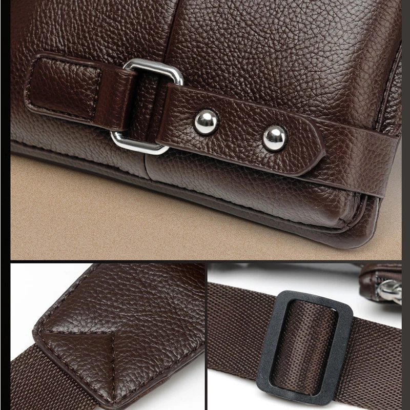 Leisure multifunctional waist bag pu leather fanny pack sling chest bags for men